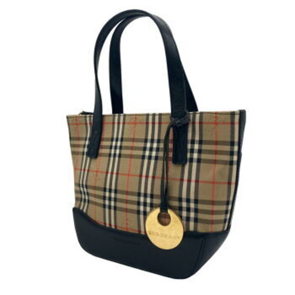 BURBERRY Nova Check Handbag Tote Bag Shadow Black Horse - Picture 3 of 7